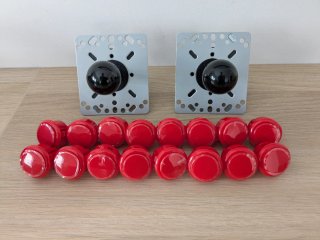 Palancas y Botones Arcade Rojos
