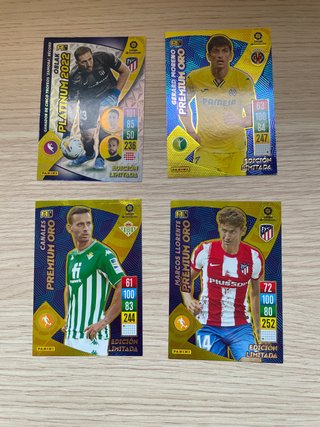 4 Cromos Fútbol Panini Premium Oro y Platinum