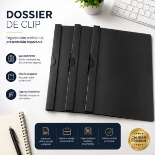 Dossier de clip negro. Pack de 10 dossier de clip.