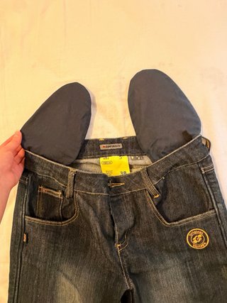 Pantalón moto chica azul/gris