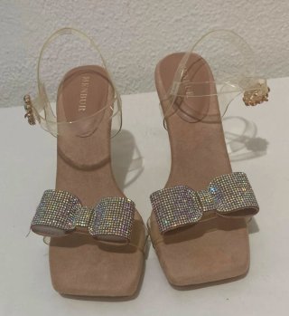 Sandalias MENBUR Talla 37 Piel Rosa y Plata