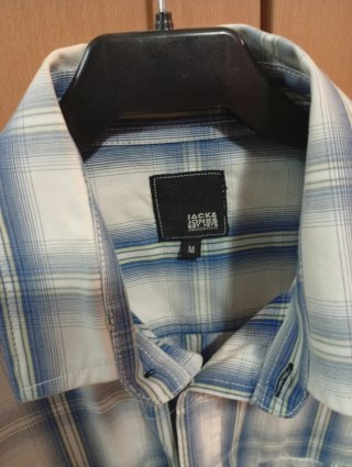 Camisa Jack & Jones cuadros azul y blanco Talla M