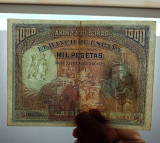 Billete 1000 Pesetas 1928 Número bajo