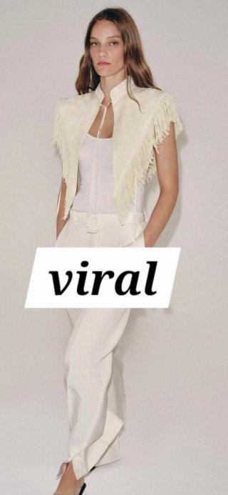 Chaleco bordado flecos viral T/M zara