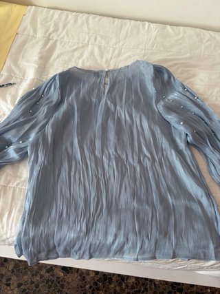 Camisa elegante perlas azul Talla 2XL
