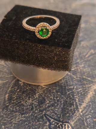 Anello Argento Zirconi Cristallo Verde