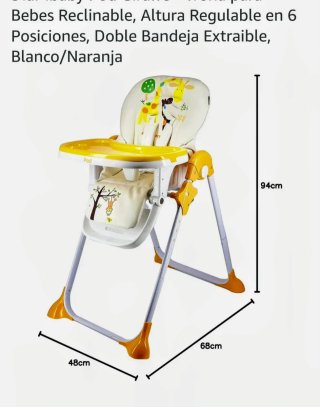 TRONA BEBES CON 6 POSICIONES, BANDEJA 2 COLORES