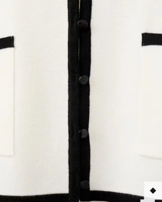 Chaqueta Mango Blanca con Ribete Negro