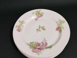 4 Platos Porcelana Flores Rosas