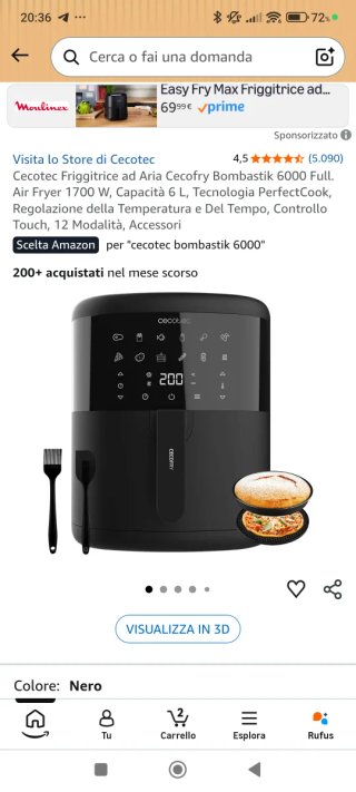 Friggitrice ad aria 6L Cecotec Cecofry Bombastic 6