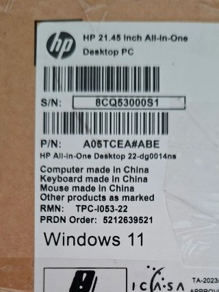 HP All-in-One desktop 22-dg0014ns PC