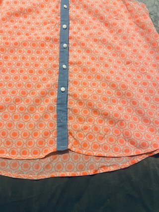 Blusa Cache Cache Naranja y Azul Sin Mangas