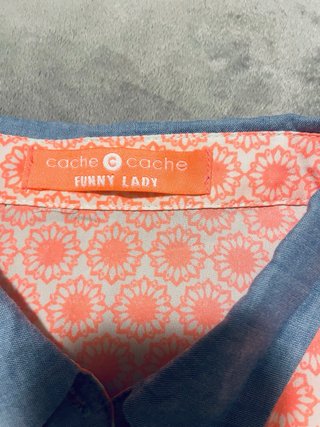 Blusa Cache Cache Naranja y Azul Sin Mangas