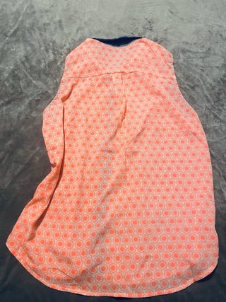 Blusa Cache Cache Naranja y Azul Sin Mangas