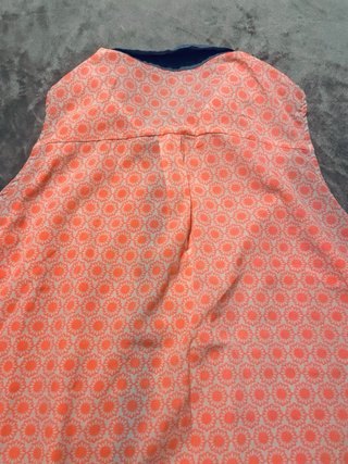 Blusa Cache Cache Naranja y Azul Sin Mangas