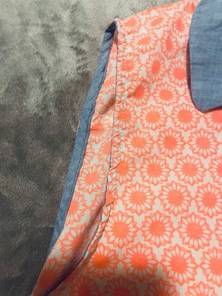 Blusa Cache Cache Naranja y Azul Sin Mangas