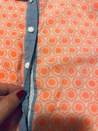 Blusa Cache Cache Naranja y Azul Sin Mangas