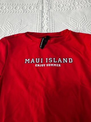 Camiseta roja Maui Island 11/12 años para el agua