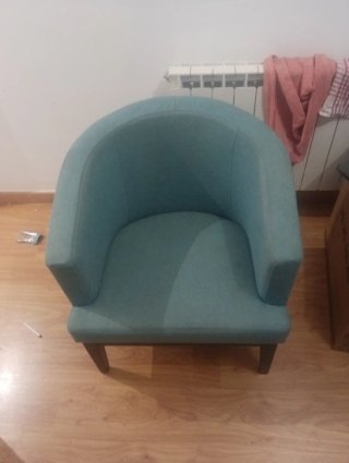 Butaca/sillón azul tela y madera
