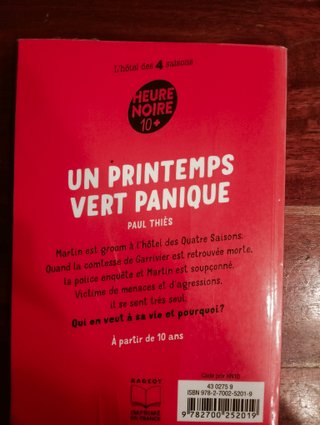 UN PRINTEMPS VERT PANIQUE. Libro lectura francés.
