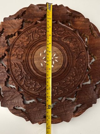 Mesa auxiliar madera tallada artesanal India