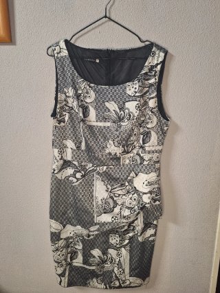 Vestido fiesta T.48 negro y blanco