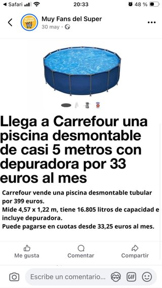 Piscina, Filtro de arena y bomba piscina 0.75 CV