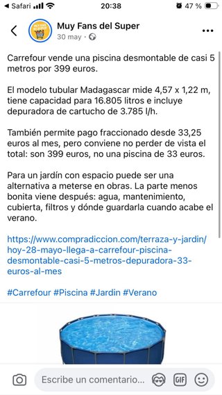Piscina, Filtro de arena y bomba piscina 0.75 CV