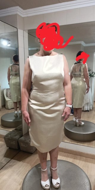 Vestido de fiesta beige y dorado boda o comunión