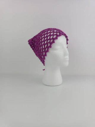 Bandana crochet fucsia tejido a mano