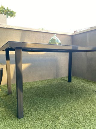 Mesa de jardín cristal y metal