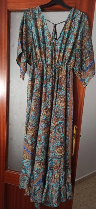 Vestido seda estampado mujer talla única
