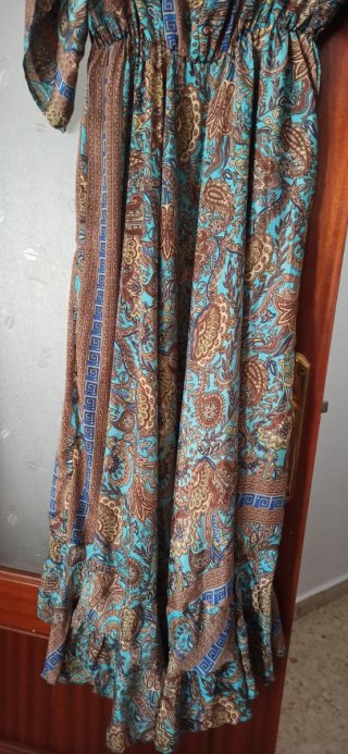 Vestido seda estampado mujer talla única