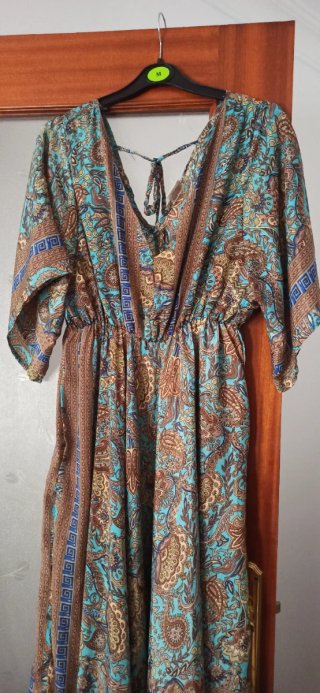 Vestido seda estampado mujer talla única
