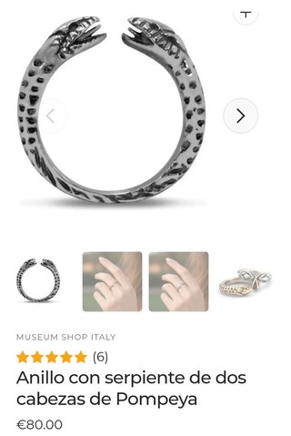 Anillo Serpiente 2 Cabezas Pompeya Plata
