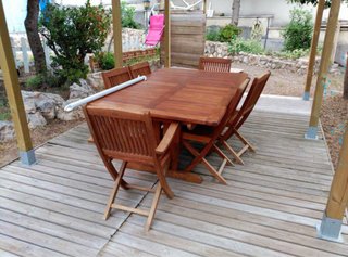Mesa de teca para exterior con 6 sillas