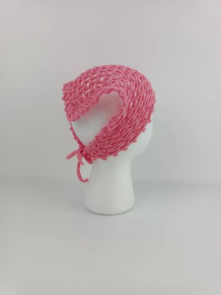 Bandana crochet rosa salmón hecha a mano