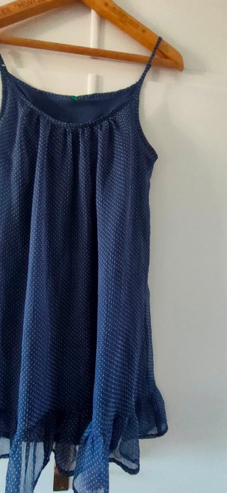 Vestido Benetton azul lunares
