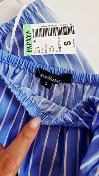 Top Verano Escote Barco Mangas Encaje Rayas S