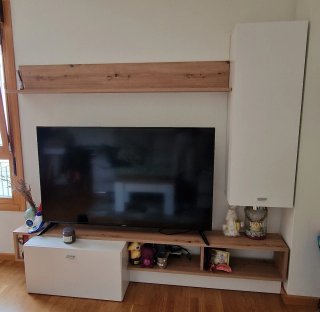 Mueble compacto TV Blanco y Roble 225cm