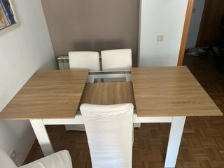 Mesa de comedor extensible madera y sillas