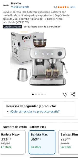 Cafetera Espresso Breville Barista Max