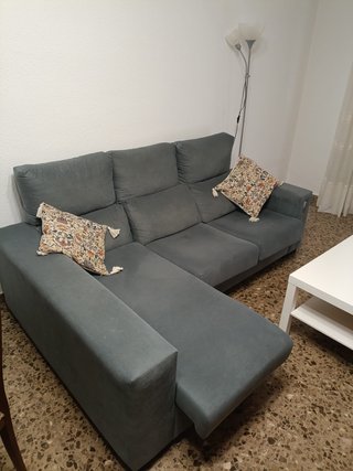 Sofá chaise longue gris 3 plazas