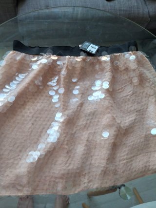 Falda corta lentejuelas rosa y dorado
