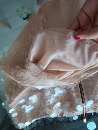 Falda corta lentejuelas rosa y dorado