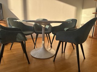 Mesa de comedor redonda de mármol y 6 sillas