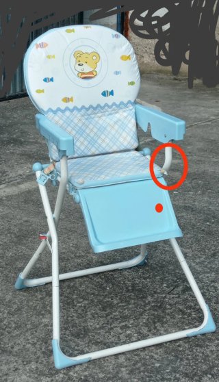 Trona plegable bebé con bandeja azul