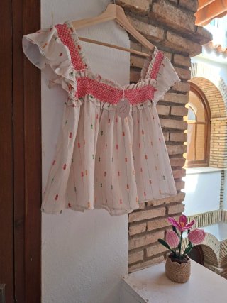 Blusa nido abeja estampado Honeycomb blouse