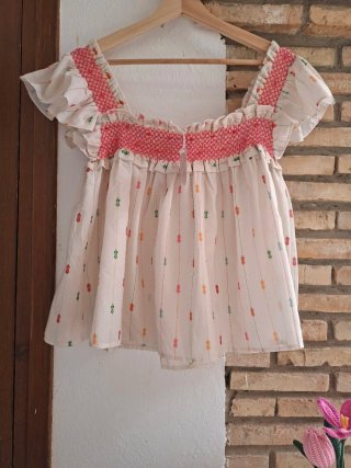 Blusa nido abeja estampado Honeycomb blouse