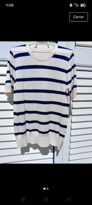 Jersey Zara manga corta rayas azul
